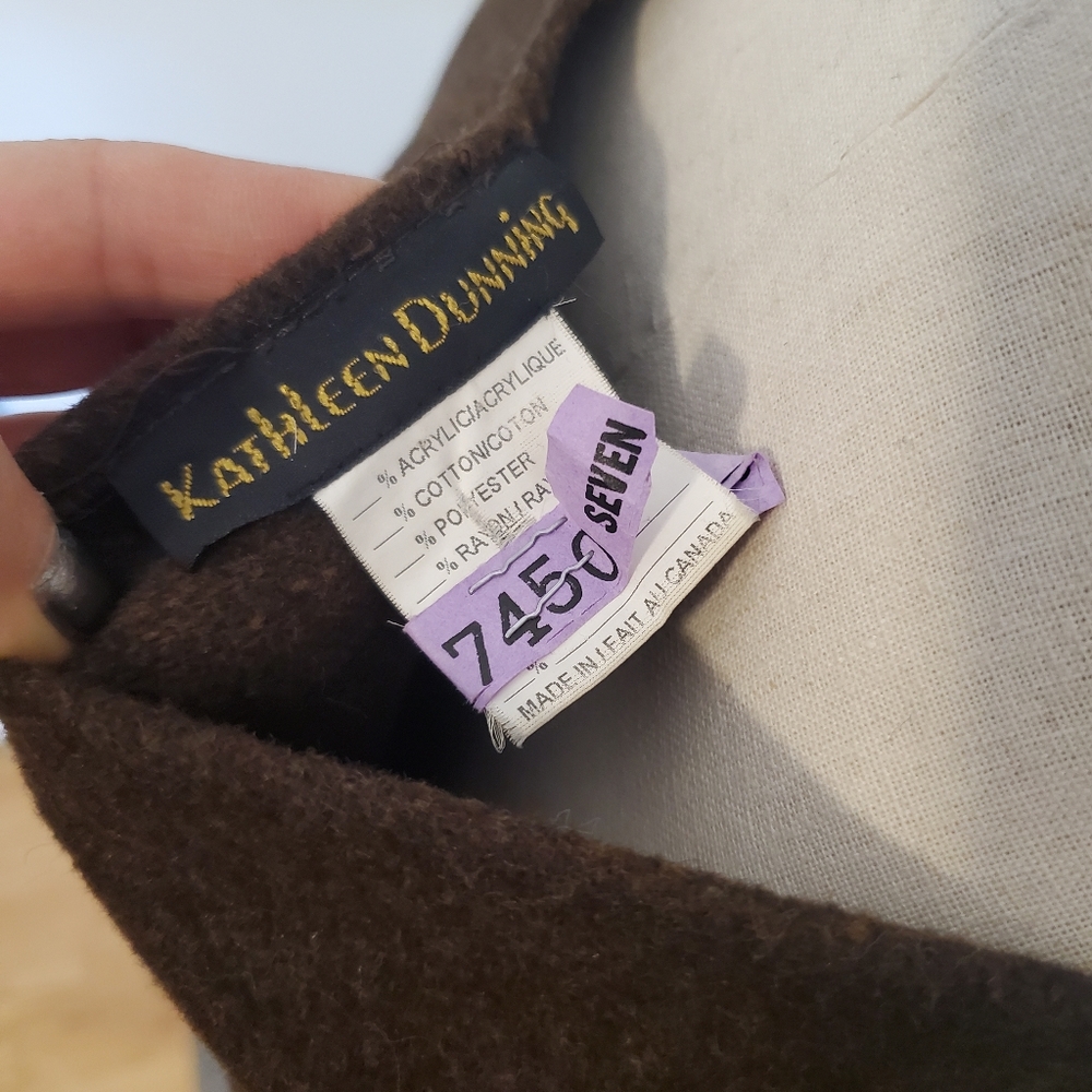 Vintage Canada Chocolate Minimalist Doen Old Money Poncho Cape Rich Wool Heavy - Picture 8 of 12